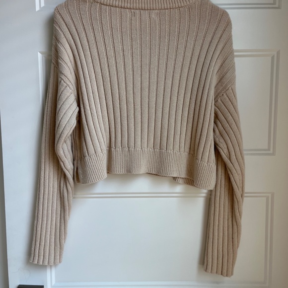 PacSun LA Hearts Cropped Side Split Sweater Small in Cream - Picture 5 of 8